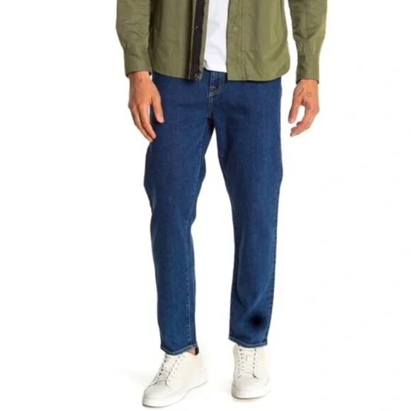 Baldwin Men’s Modern Taper In Medium Dark Blue Made In The USA Quite Luxury 34 - Picture 1 of 9